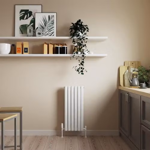 UK Radiators Omeara White Elliptical Tube Horizontal Designer Radiator W: 34.8 cm, H: 80 cm – 2