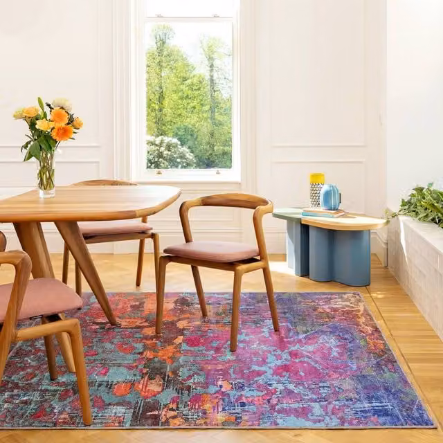 Kukoon Aqua Coral Abstract Washable Rug in Blue and Multicolour, W: 120 cm, L: 170 cm – 1