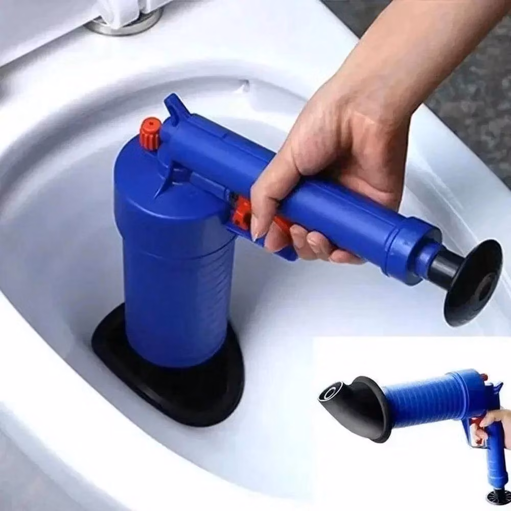 KORVIXA Air Pump Drain Blaster Toilet Plunger, Blue, H 100 cm x W 15 cm x D 15 cm – 6
