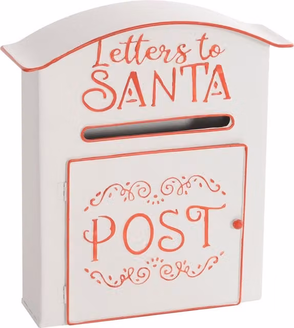 HOMCOM White Metal Christmas Letters to Santa Wall Mounted Post Box for Indoor and Outdoor Decoration – 1