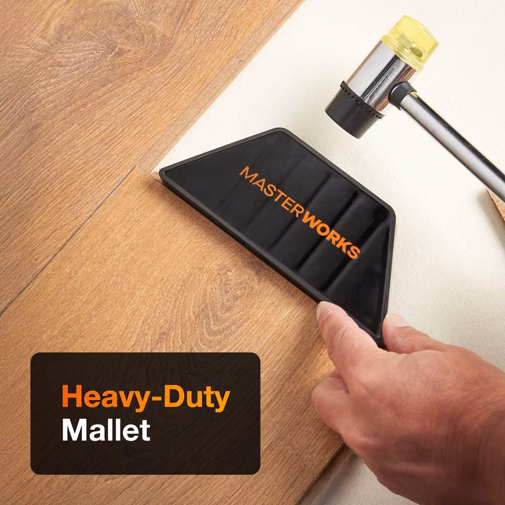 MasterWorx Laminate Flooring Tool Kit with Pull Bar, Tapping Block and Spacer Wedges in Black – 3