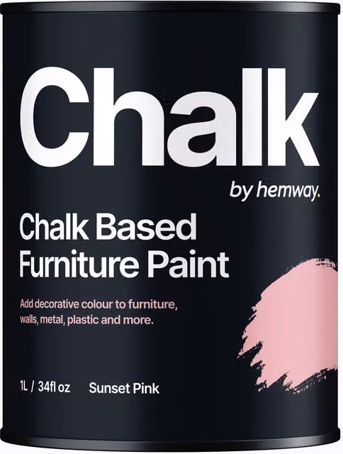 Hemway Chalk Based Furniture Paint in Flat Matt Sunset Pink, 1L