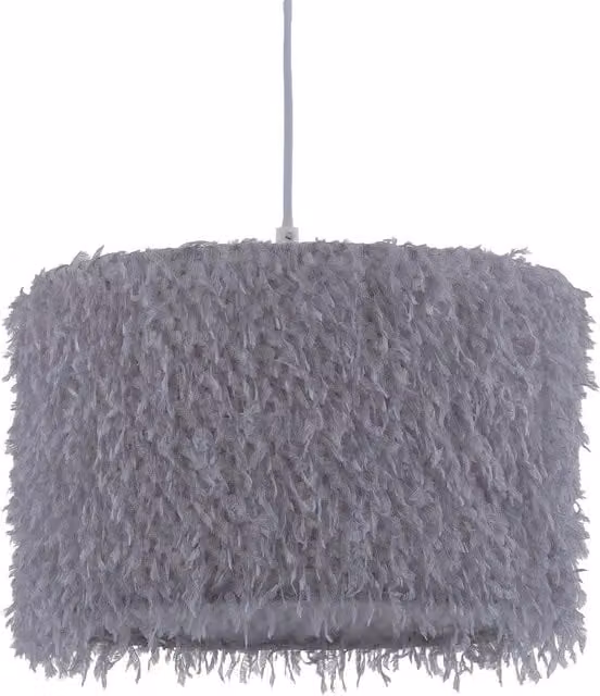 First Choice Lighting Rogers Grey Shaggy Easy Fit Pendant Shade, Diameter: 30 cm – 1