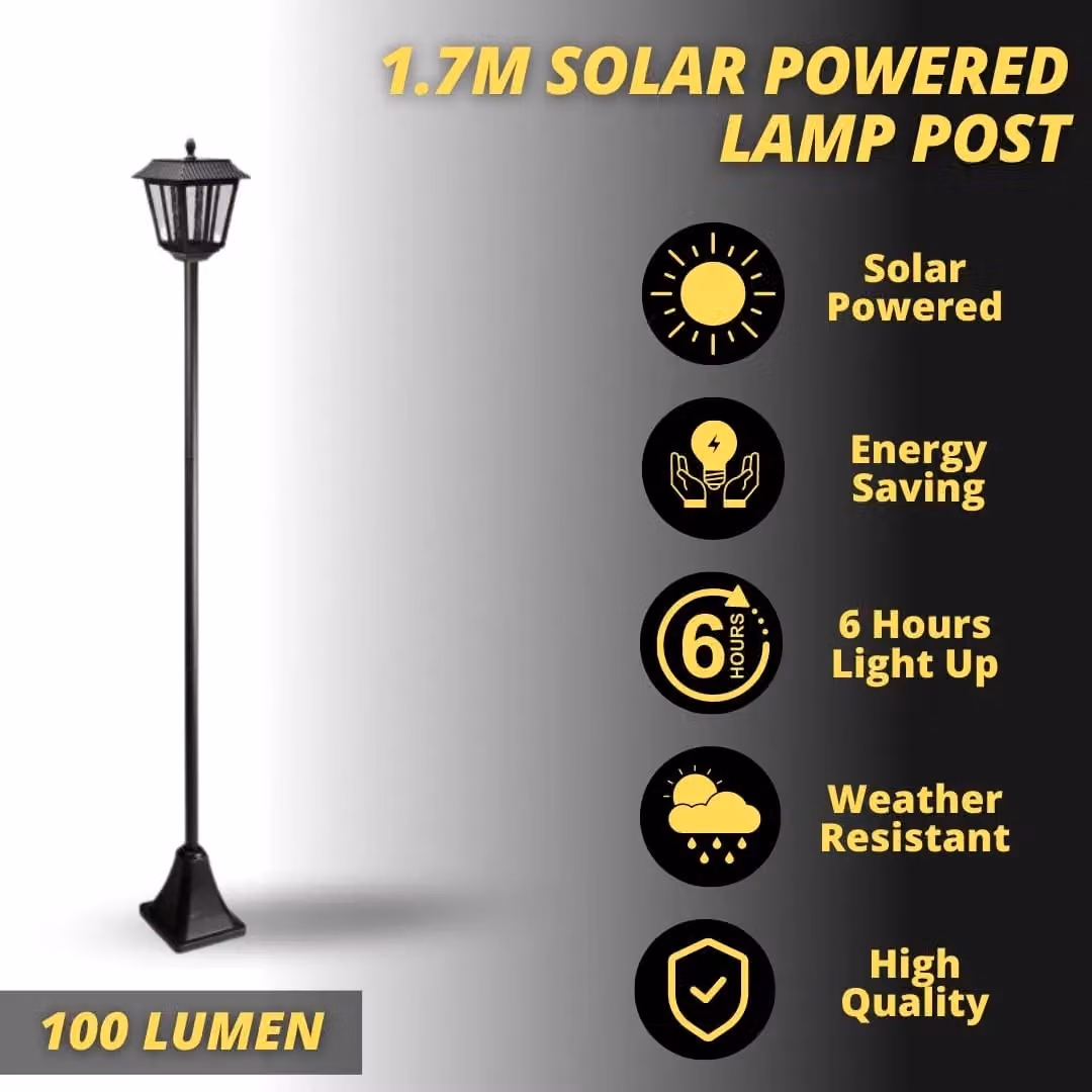 Marco Paul Black Steel Solar Powered Victorian Lamp Post, Height: 170 cm – 3
