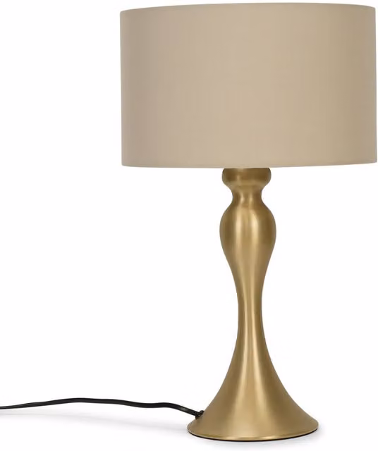 Faulkner Table Lamp in Gold/Brass with Mink Fabric Shade, Height: 20 cm