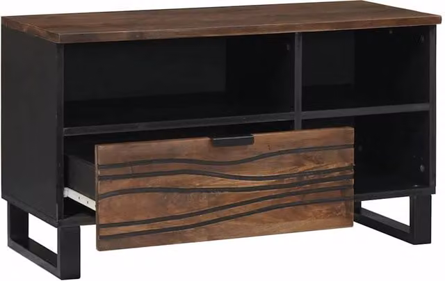 Berkfield Home Modern TV Cabinet in Walnut Brown, W/D/H: 80 x 33.5 x 46 cm – 1