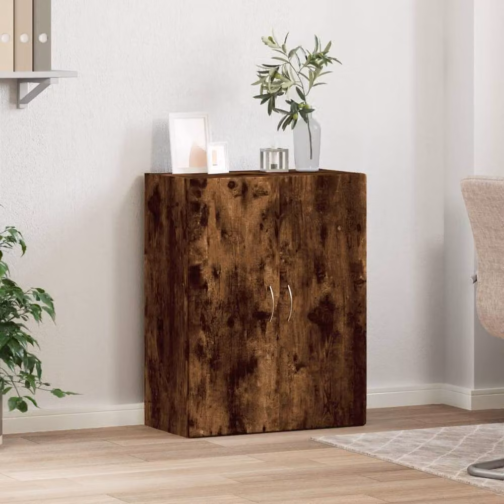 Berkfield Home Smoked Oak File Cabinet in Brown, W/D/H: 60 x 32 x 77.5 cm – 2