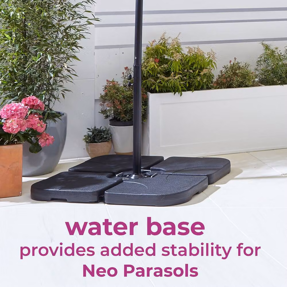 Neo Jet Black Matt Water Filled Freestanding Over Hanging Parasol Base – 2
