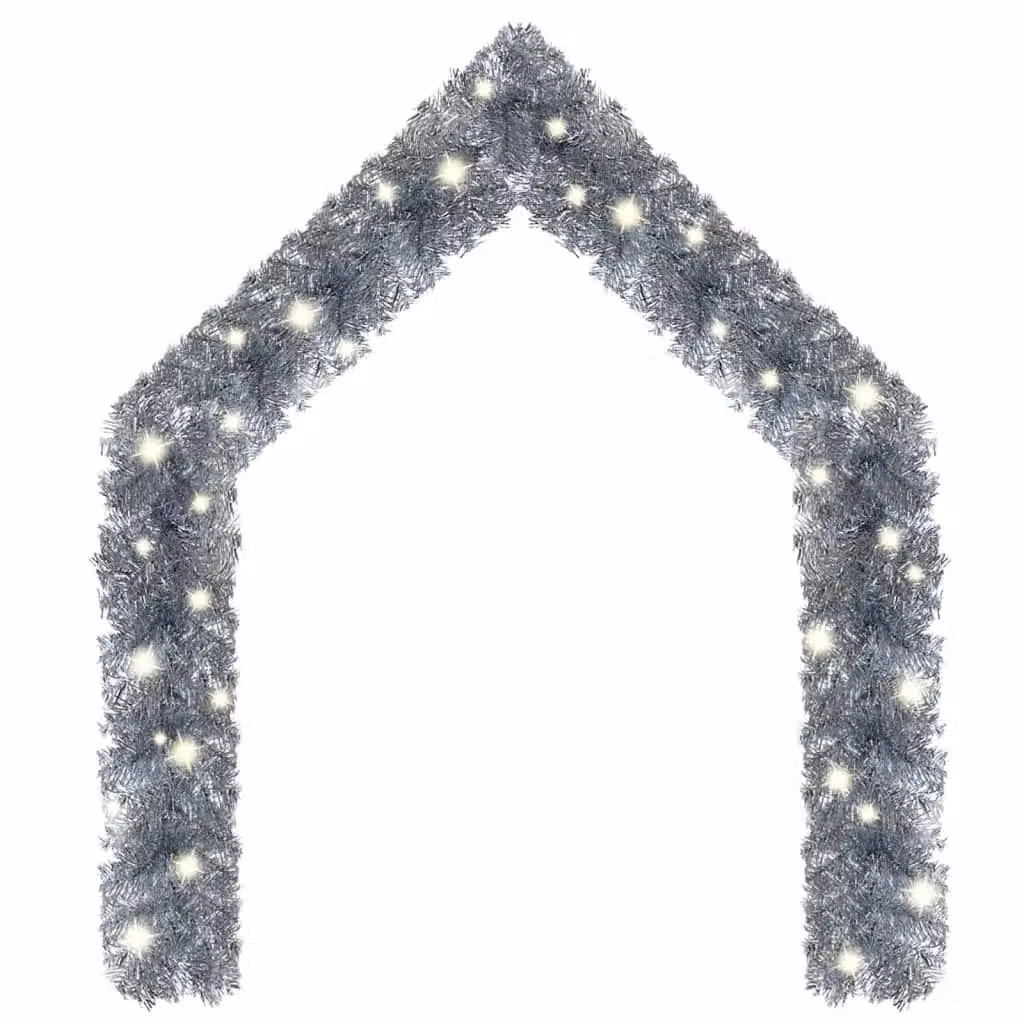 Berkfield Home Christmas Garland with Warm White LED Lights, 10 m, Silver – 2