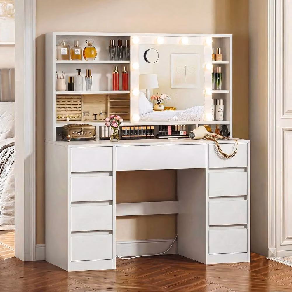 PAWNORA Modern White Dressing Table W/D/H: 141.5 x 110.0 x 40.0 cm – 2
