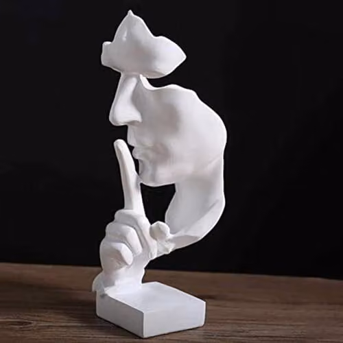 Huhote Abstract Thinker Statue, Minimalist White Resin Sculpture for Tabletop Decoration – 5