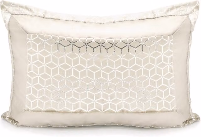 Intimates Vera Luxury Metallic Geometric Foil Pattern Pillowsham in Beige and Yellow Velvet Silk Polyester