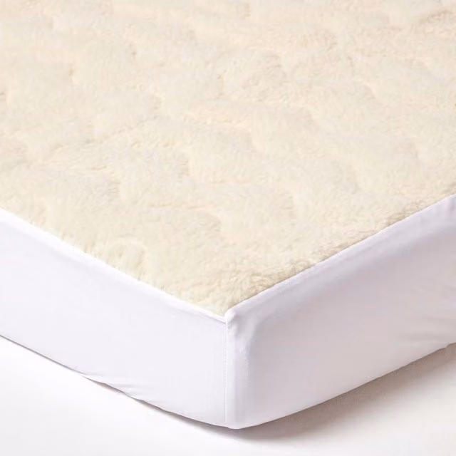 Homescapes Deep Quilted Fleece Mattress Topper, Beige, W: 180 cm, D: 200 cm