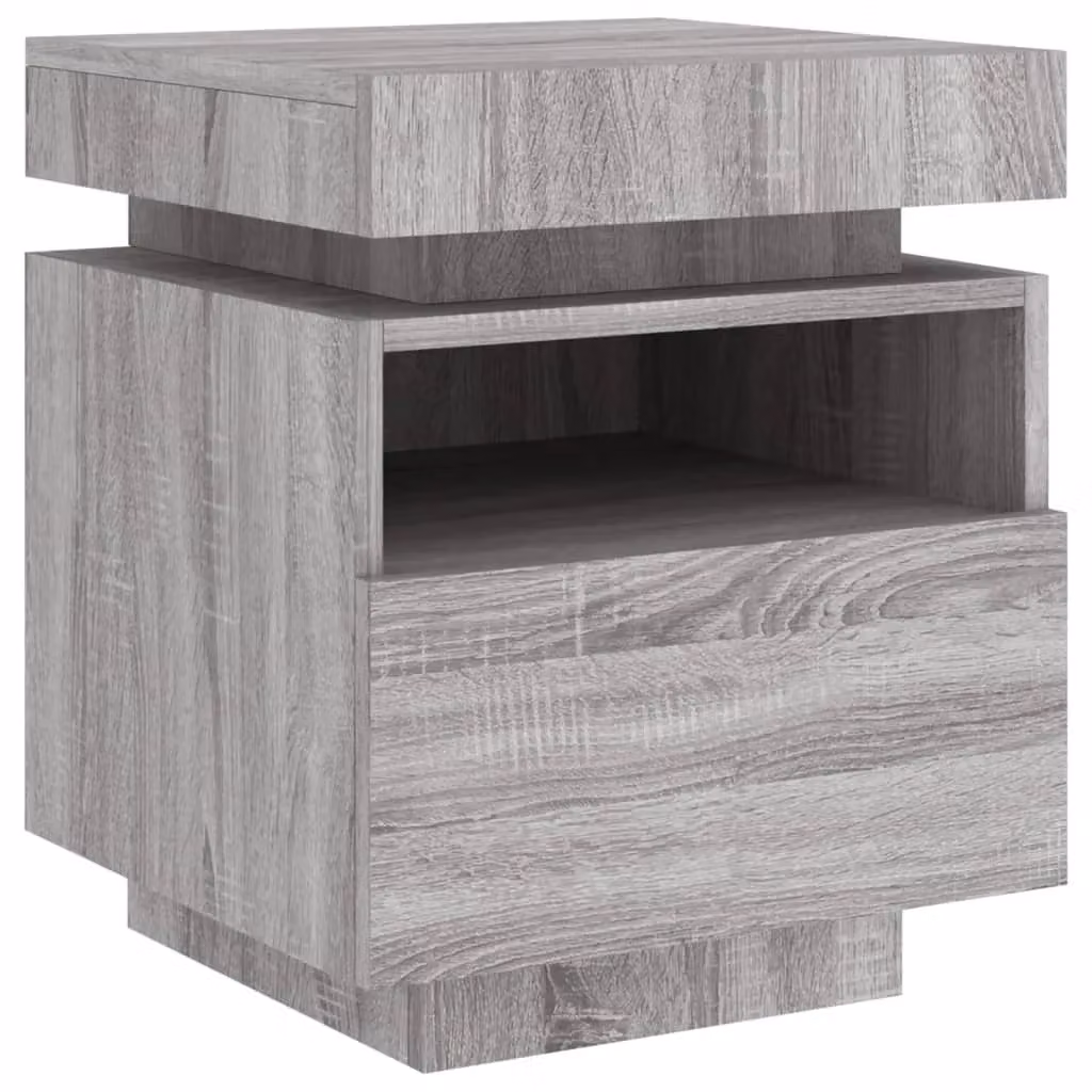 Berkfield Home Set of 2 Grey Sonoma Bedside Cabinets with Integrated LED Lights, W/D/H: 40 x 39 x 48.5 cm – 4