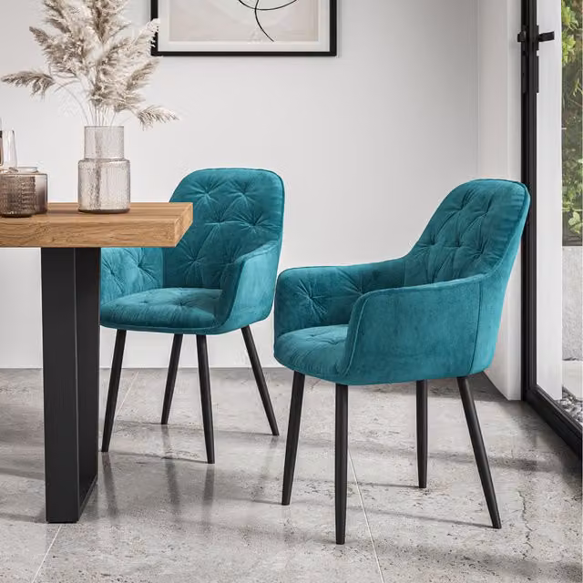 More4Homes Set of 4 Anika Modern Blue Velvet Dining Chairs