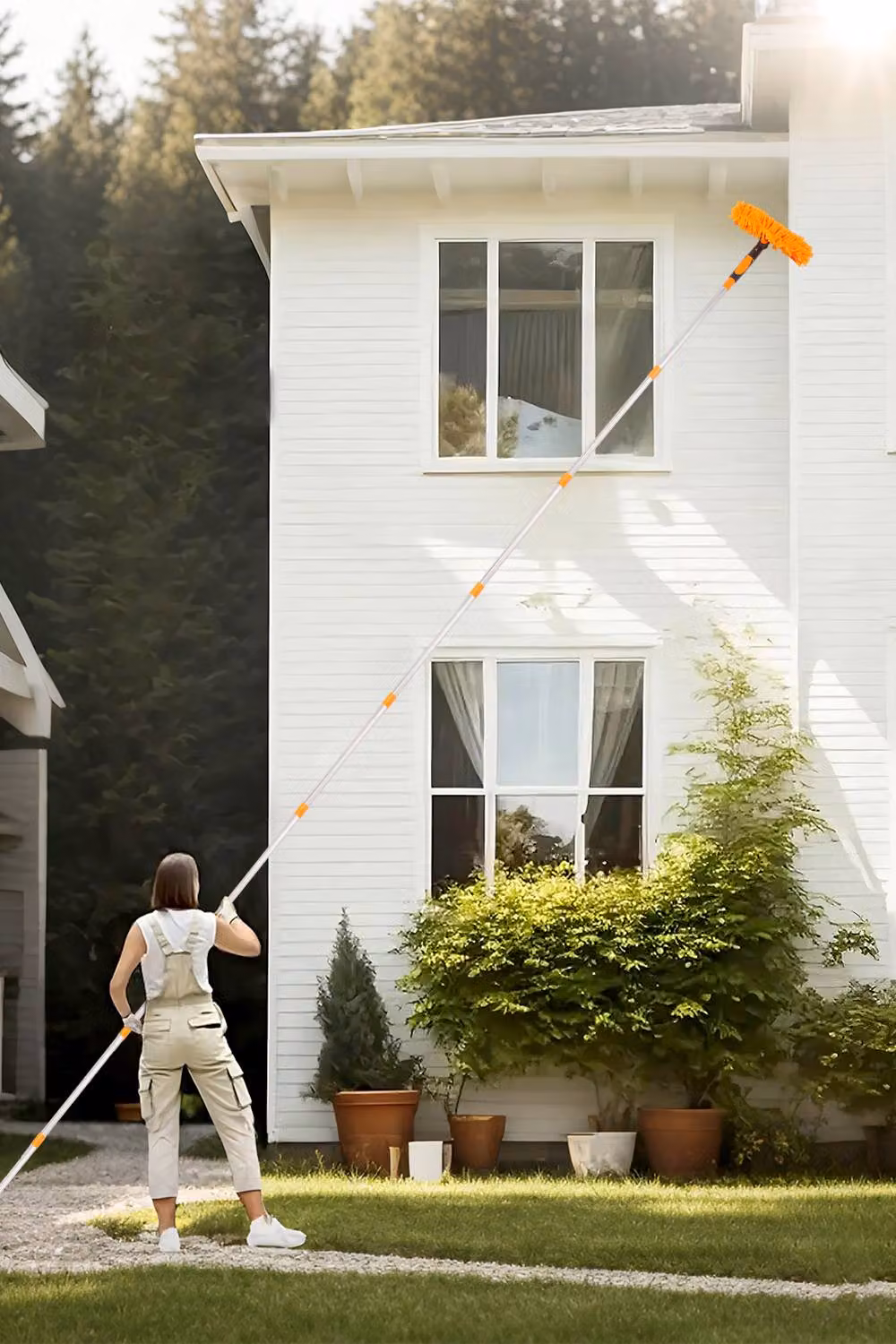 Living and Home 2-in-1 Window Squeegee Cleaner Kit with 10 Extension Poles, Orange – 3