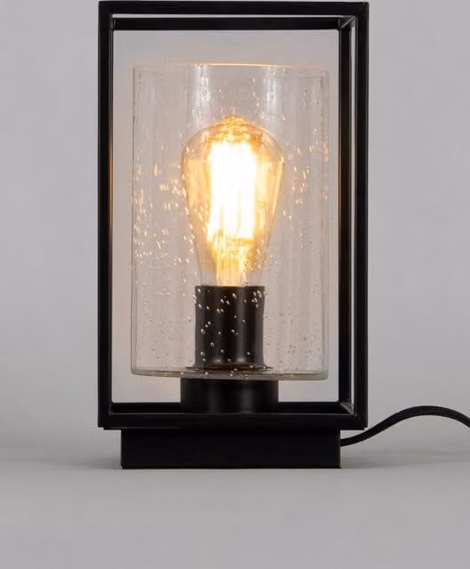 BHS Lighting Hardy Table Lamp in Black with Glass and Metal Details