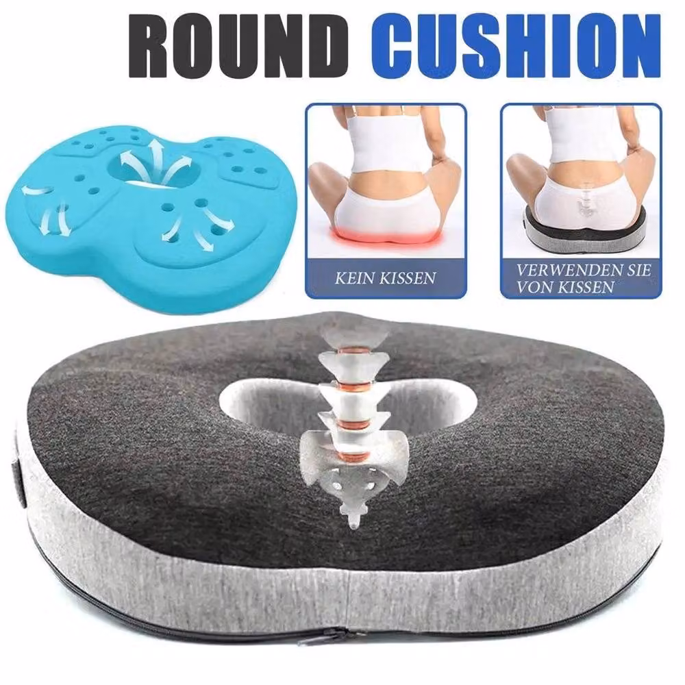 FLAVORA Grey Memory Foam Orthopedic Contoured Donut Cushion W/D/H: 100 x 190 cm – 4