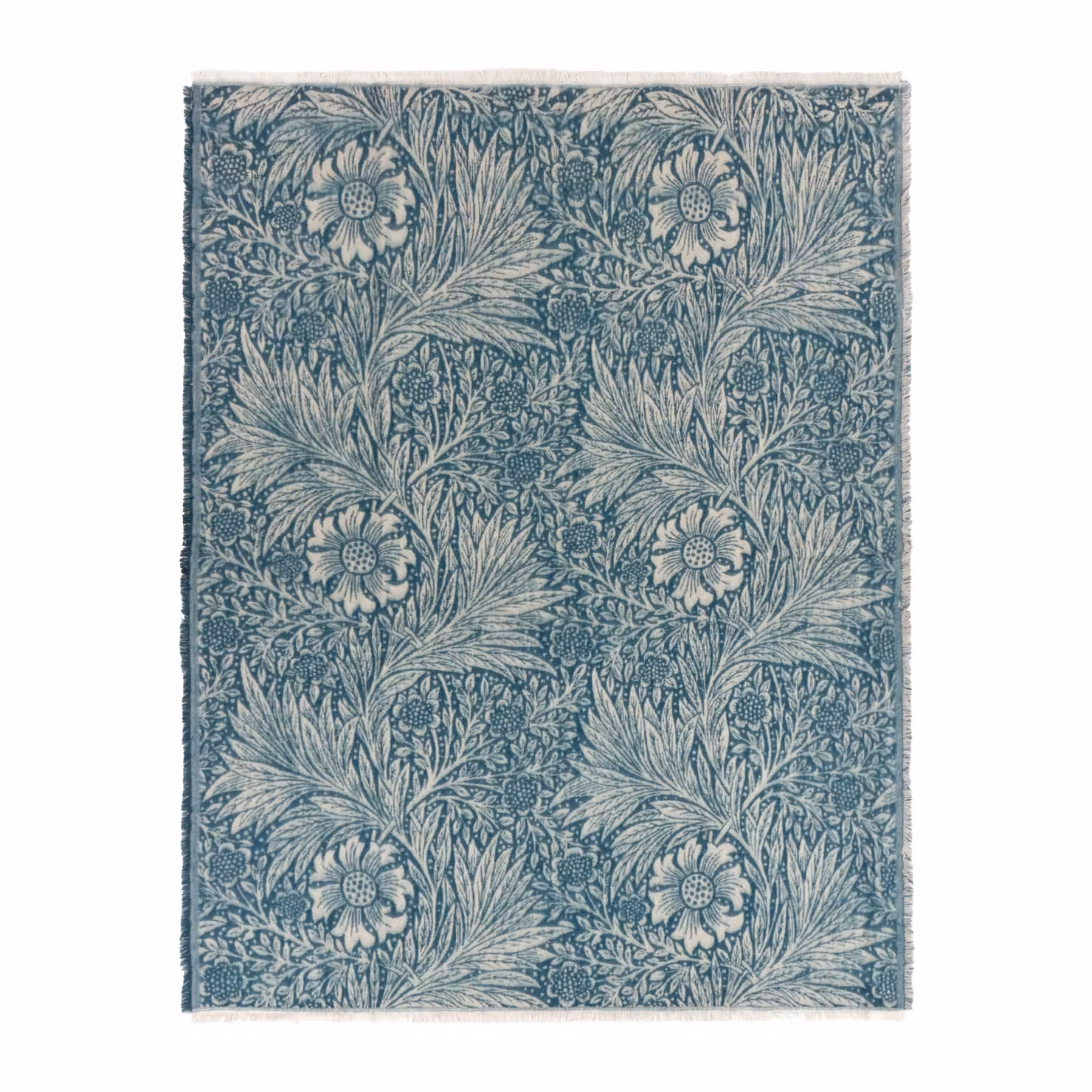 Morris & Co. Blue Jacquard Throw with Fringes, W/D/H: 130 x 170 cm – 2