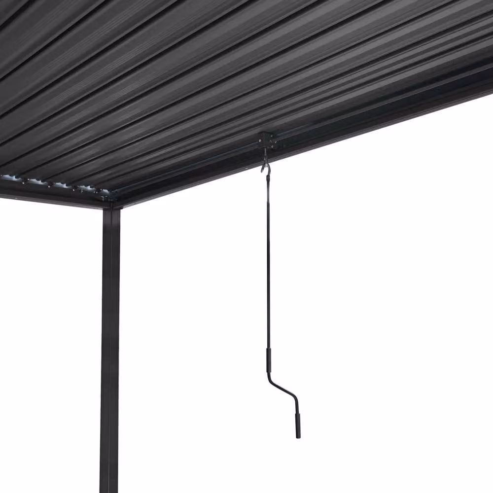 Monstershop Anthracite Aluminium Pergola with White Blinds, Grey, W/D/H: 300 x 300 x 250 cm – 4