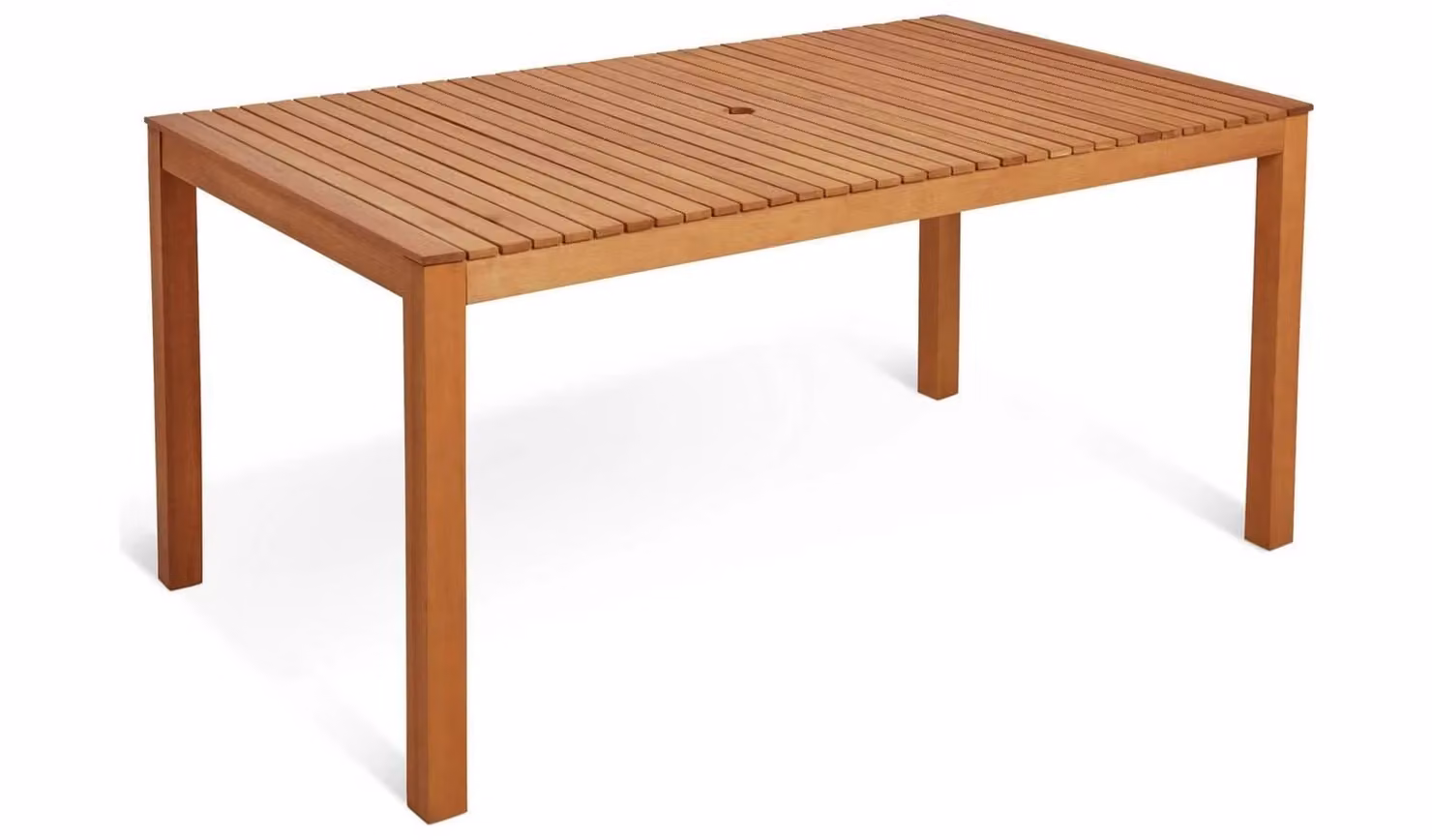 Luana Rectangular FSC Wood Garden Table with Parasol Hole in Light Wood