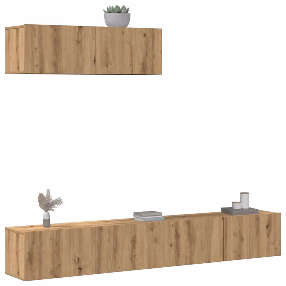 Berkfield Home Classic 3 Piece Wall-Mounted TV Cabinet Set in Brown Artisan Oak – 2