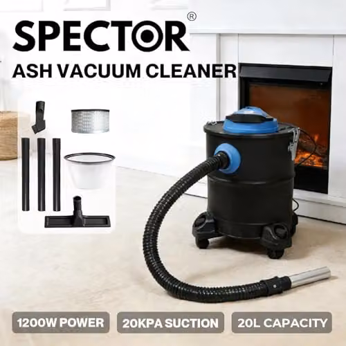 Spector 1200W Ash Vacuum Cleaner with 20L Metal Canister, HEPA Filter and Blower Function in Black – 13