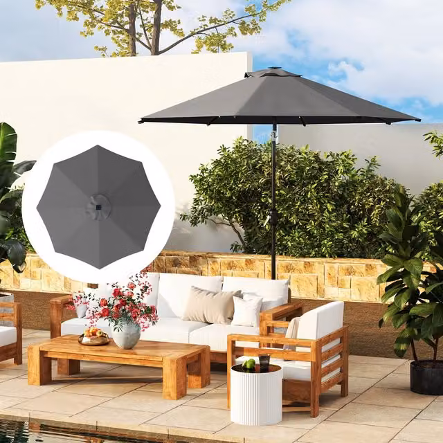 Outsunny Grey UPF 50 Replacement Parasol Canopy, 3 m