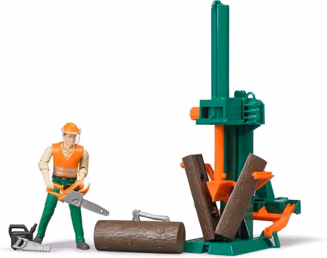Bruder bworld Forestry Vehicle and Playset Model with Accessories, Green, 1:16 Scale