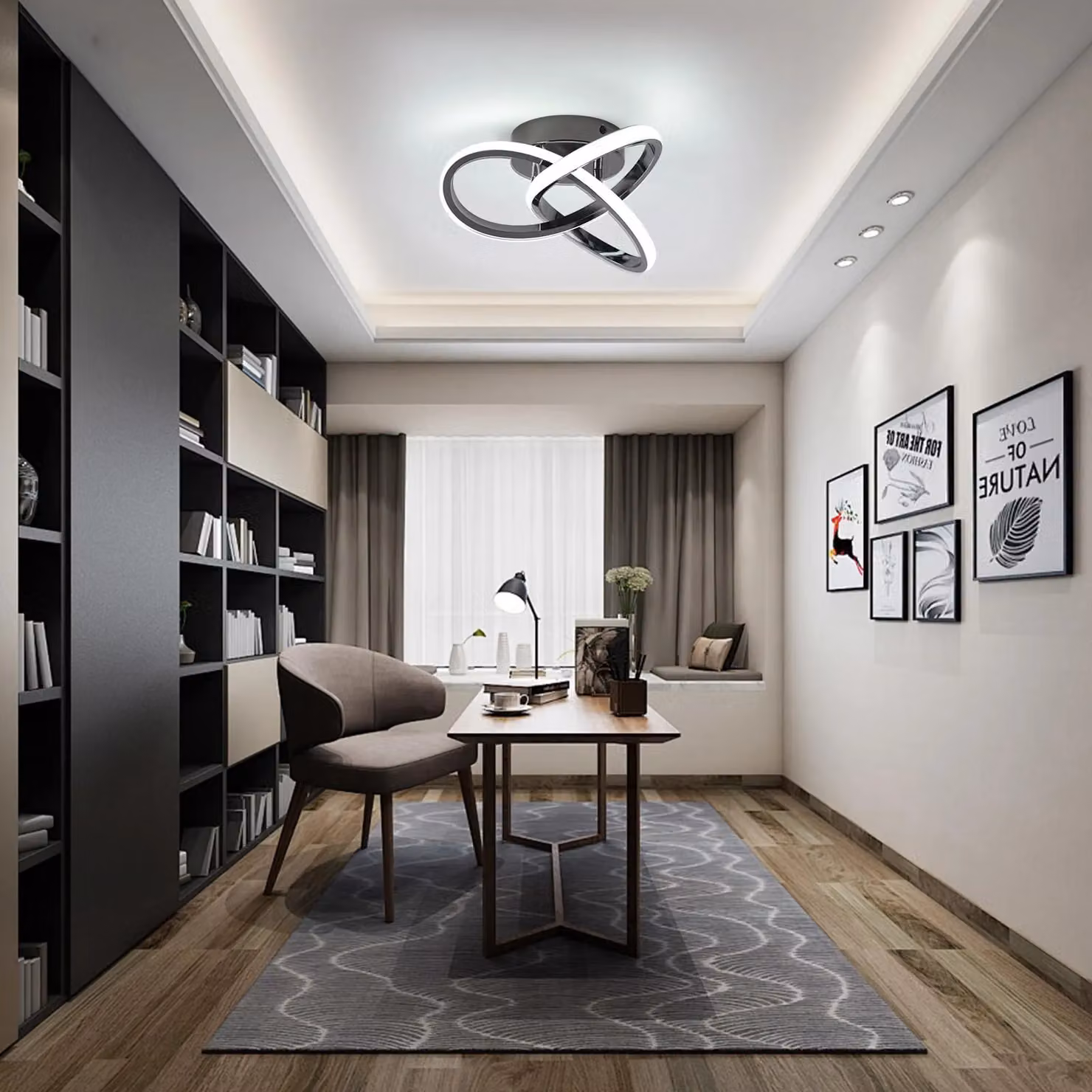 Garwarm Black LED Ring Ceiling Light with 6000k Cool White Illumination – 2