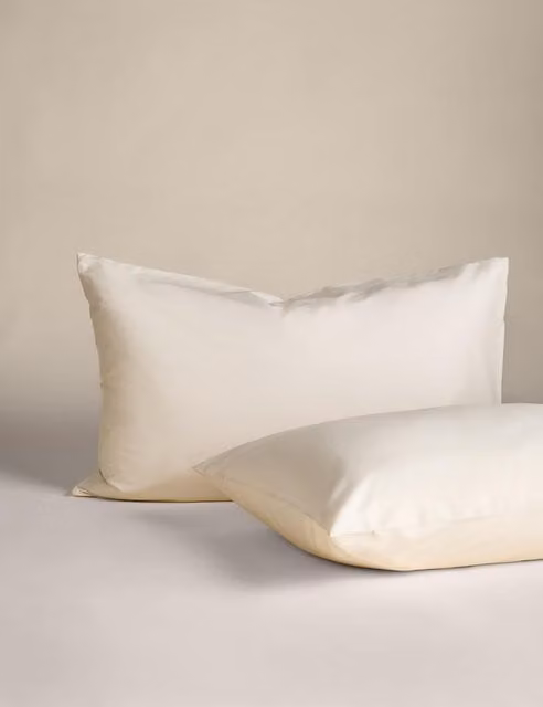 M&S 2 Pack Pure Cotton 180 Thread Count Pillowcases in Beige