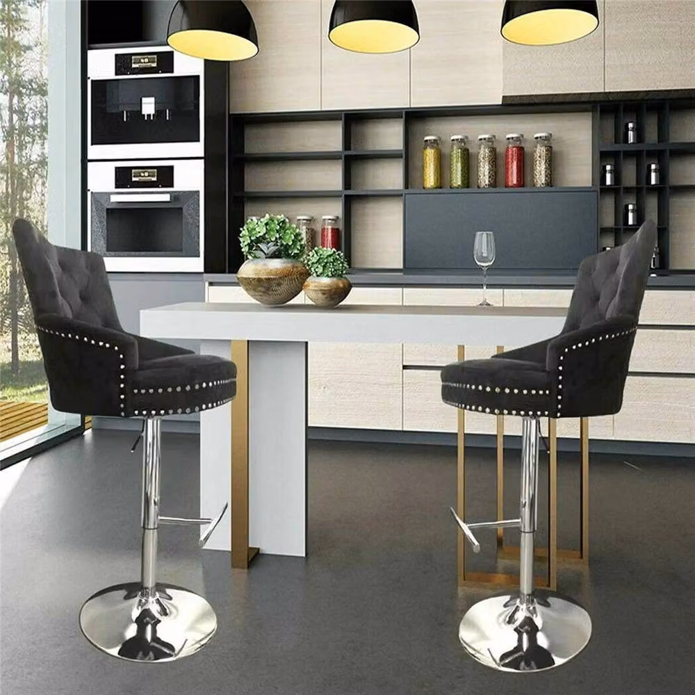 PAWNORA Velvet Lion Knocker Bar Stool in Black – 5
