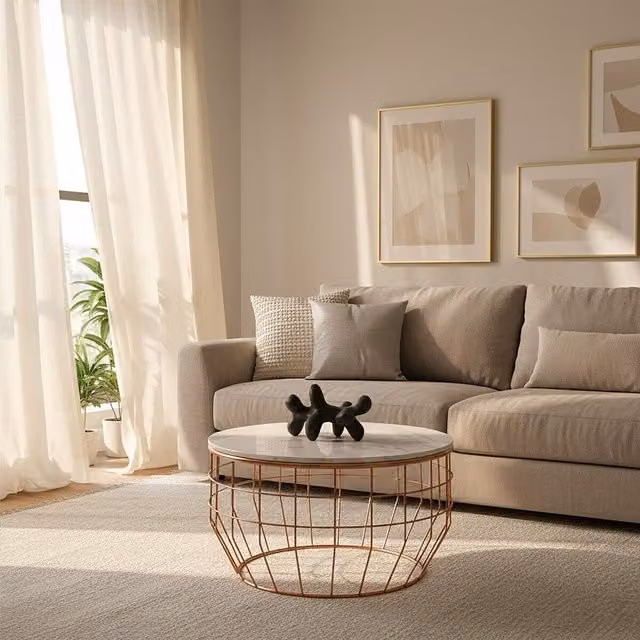 Orsina Premium White Marble Coffee Table with Gold Frame, Modern Square Living Room Table – 1
