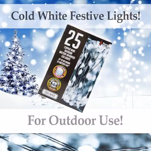 VFM Outdoor White Copper Wire Christmas Lights with 25 LEDs – 4