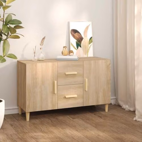 vidaXL Sonoma Oak Sideboard in Brown and Beige, W/D/H: 100 x 36 x 60 cm – 2