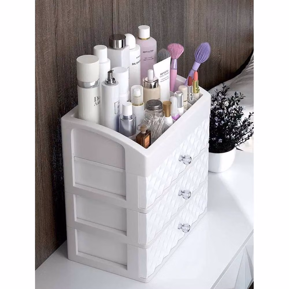 EONLION White Plastic Make Up Organiser Cosmetic Vanity Case Box, Width: 50 cm – 4