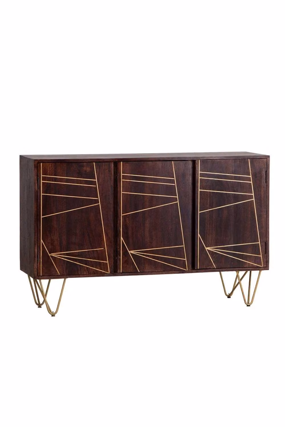 IH Design Silchester Large 3 Door Mango Wood Sideboard in Brown with Gold Detail – 2