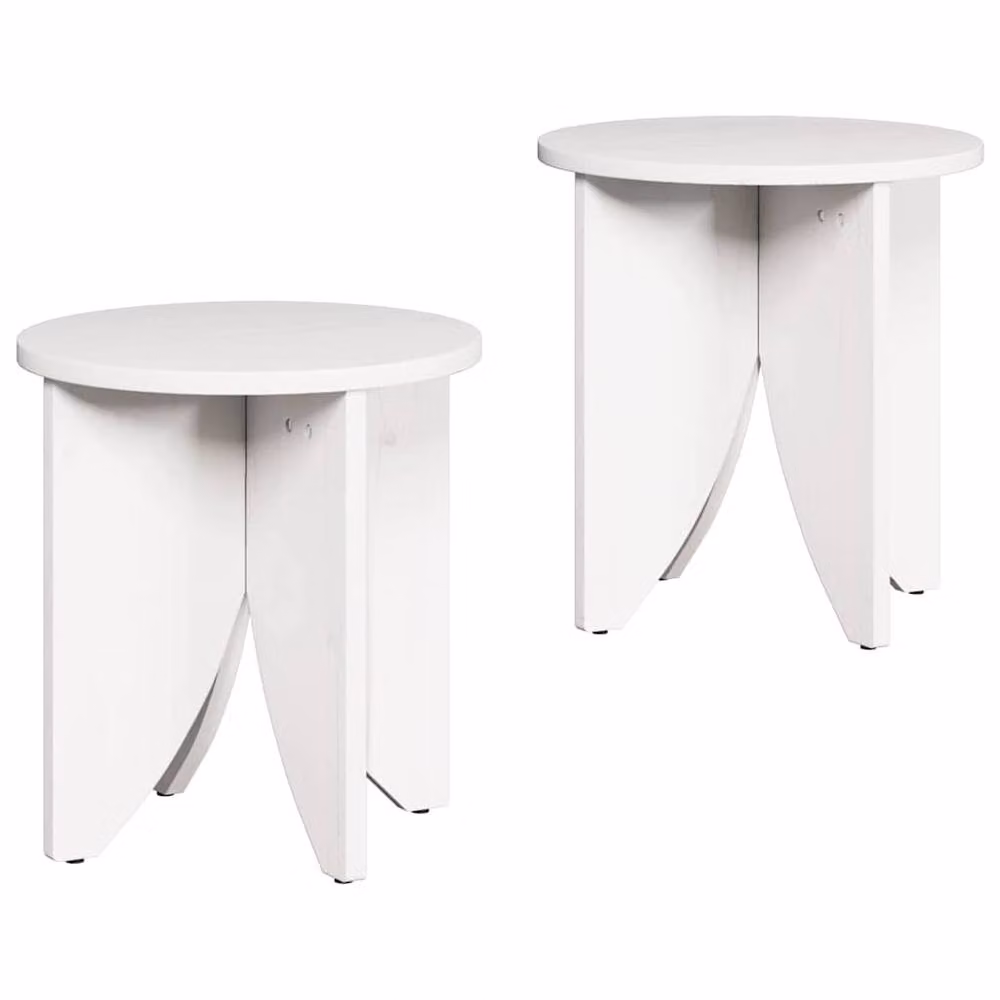 Berkfield Home Classic 2-Piece White Pine Wood Coffee Table Set, W/D/H: 41.5 x 41.5 x 44 cm – 2