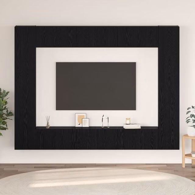 Berkfield Home Black Oak TV Cabinet with Internal Shelves, W/D/H: 30.5 x 30.0 x 90.0 cm – 1