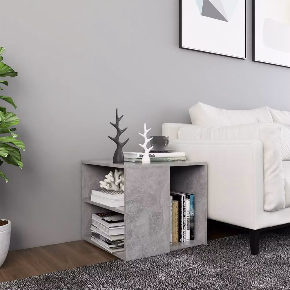 Berkfield Home Modern Square Side Table in Grey MDF, W/D/H: 50 x 50 x 45 cm – 2