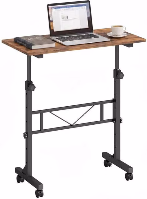 Rolipo Height Adjustable Overbed Table with Wheels in Brown, W: 80 cm, D: 40 cm – 1