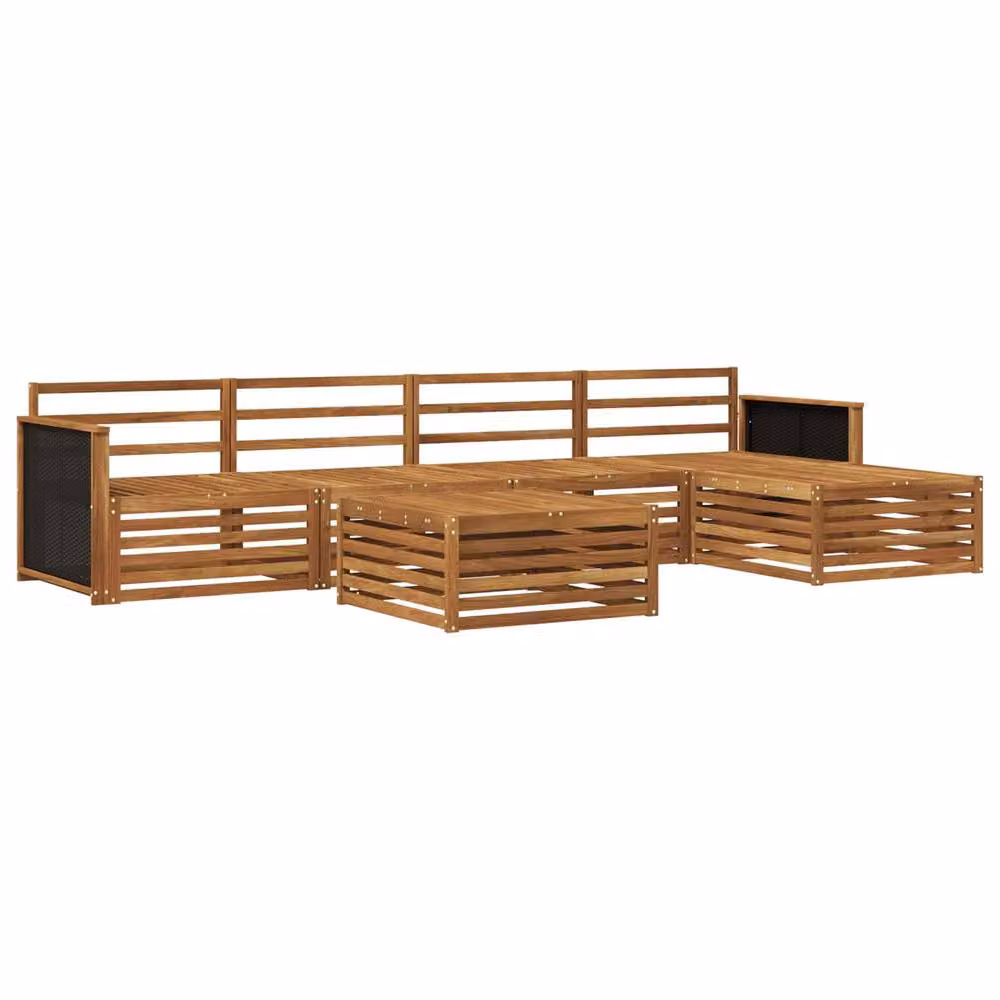 Berkfield Home 6-Piece L-Shape Outdoor Sofa Set in Brown, Made from Treated Acacia Wood with Textilene Fabric, W/D/H: 79 x 79 x 37 cm – 2
