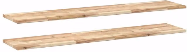 Berkfield Home Set of 2 Floating Shelves in Brown Untreated Solid Acacia Wood, W/D/H: 120 x 30 x 2 cm