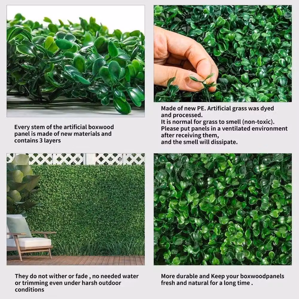 FLAVORA 3 Piece Artificial Hedge Plant Wall Garden Fence Screening in Green – 6