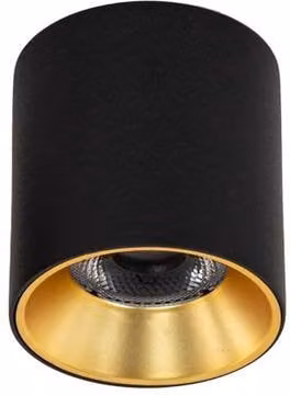 Netlighting Altisma LED Surface Mounted Round Downlight in Matt Black and Gold/Brass, 3000K Warm White, Diameter: 7.5 cm