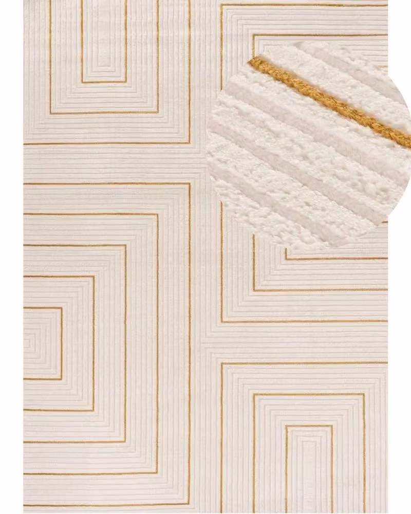 THE RUGS Carmel Modern Geometric Stain Resistant Area Rug, Gold, W: 120 cm x L: 170 cm – 2