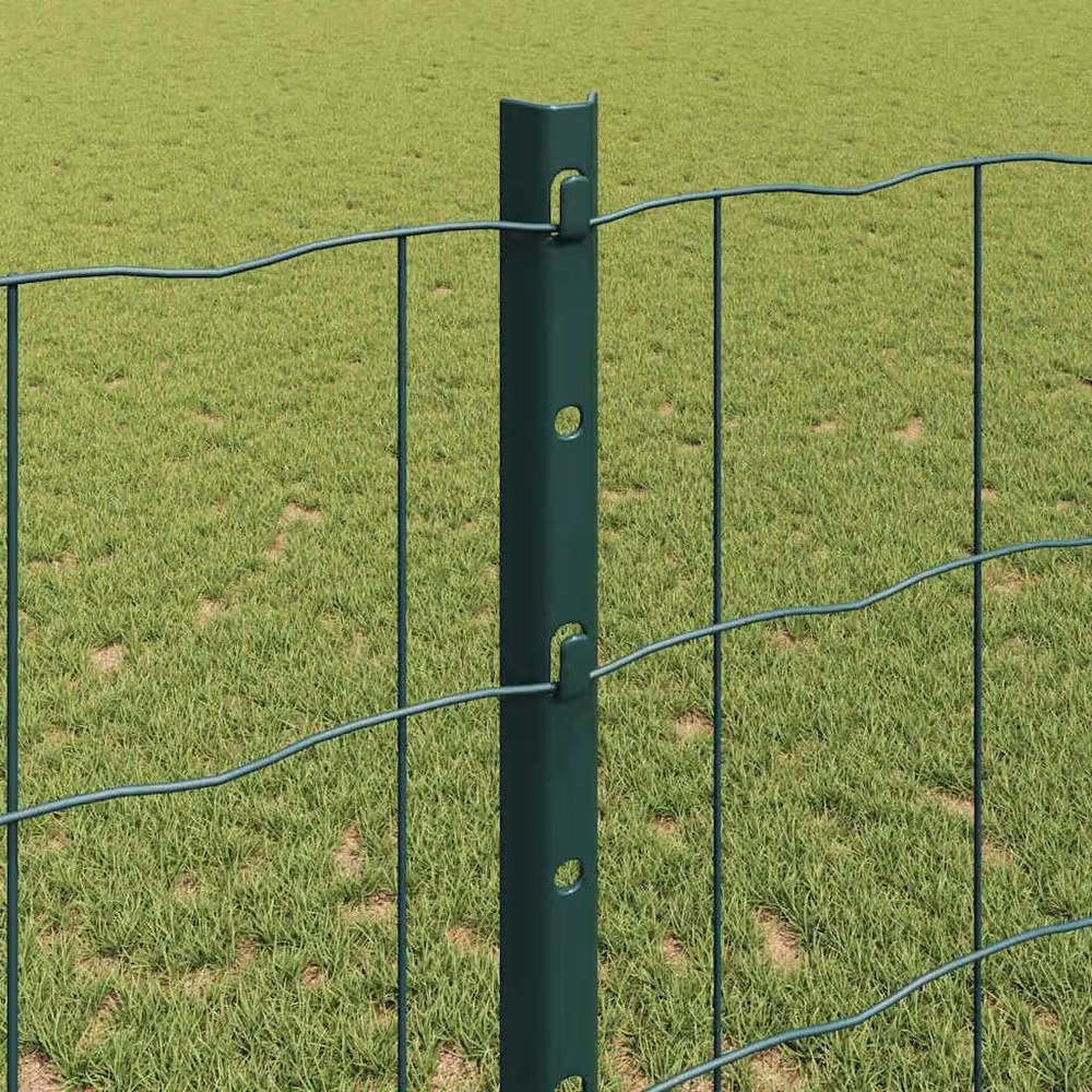 Berkfield Home Euro Fence Green PVC Coated Steel with 11 U Posts, 2 x 25 m – 2