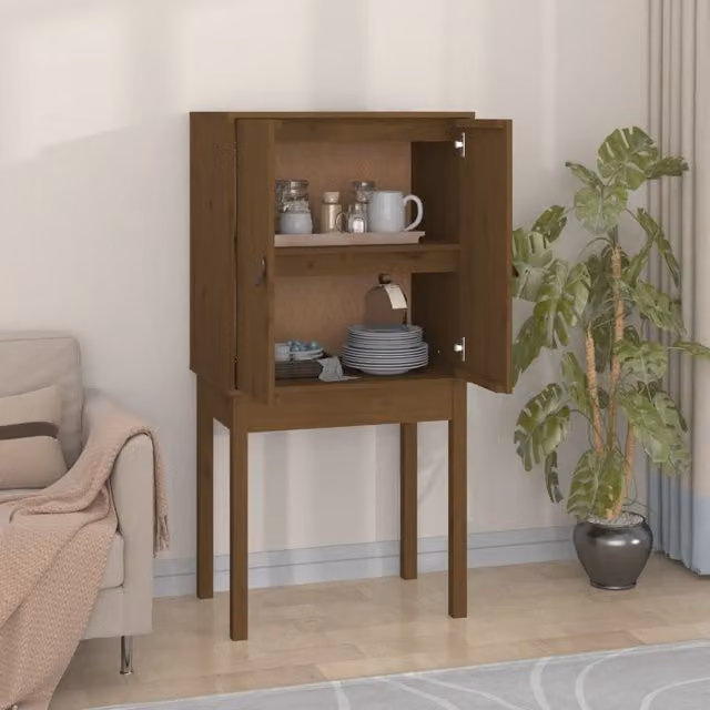 Berkfield Home Rustic Solid Wood Pine Highboard in Honey Brown, W/D/H: 60 x 40 x 120 cm
