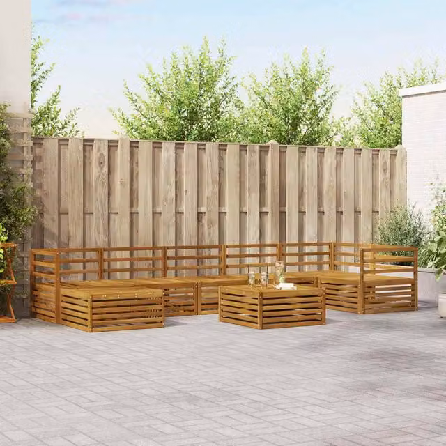 Berkfield Home 8-Piece Modern Outdoor Sofa Set in Brown Acacia Wood