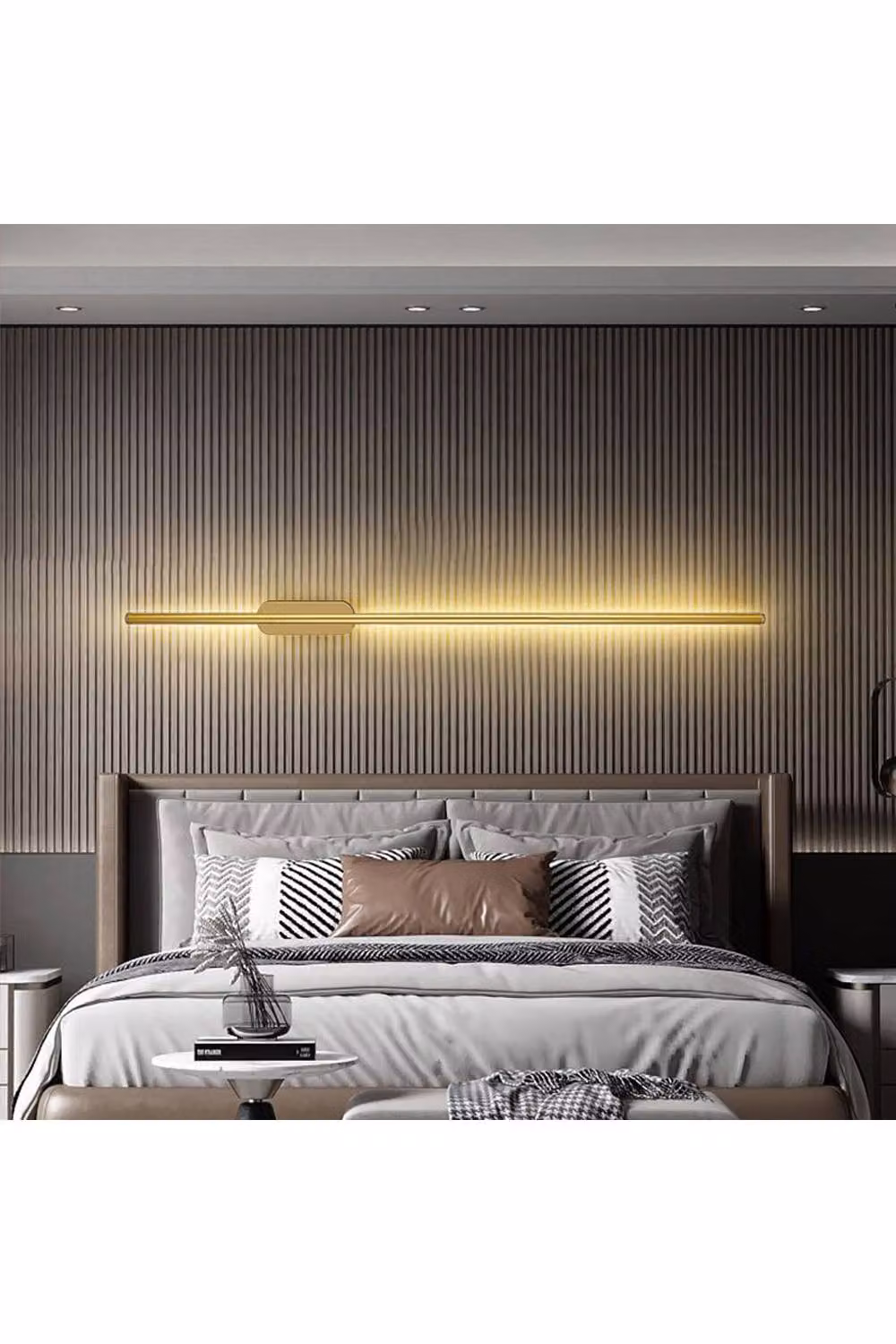 Living and Home Modern Aluminium Linear RGB LED Wall Light in Gold/Brass and Multicolour – 2